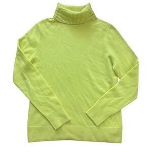 Land's End Cashmere  Turtleneck - Bright Yellow/Green - Medium
